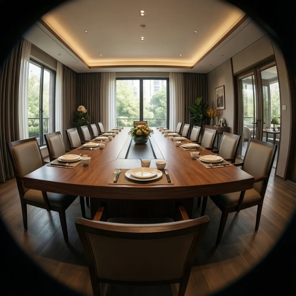 Large rectangular expandable dining table set for a family gathering