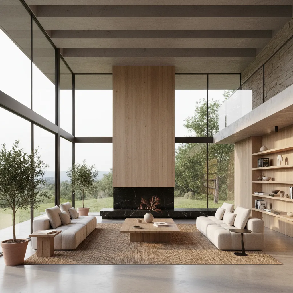 casa rectangular con grandes ventanales que permiten iluminación natural