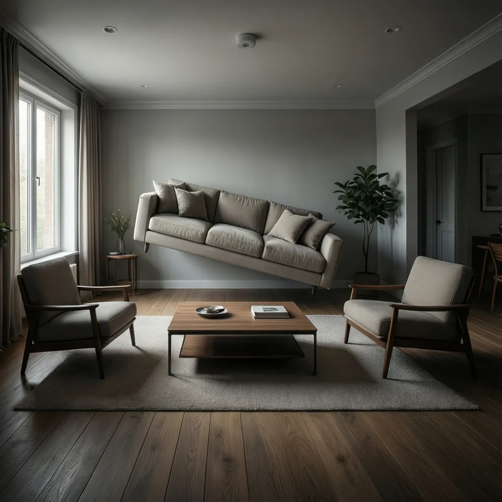 rectangular 18 x 12 living room with floating sofa layout