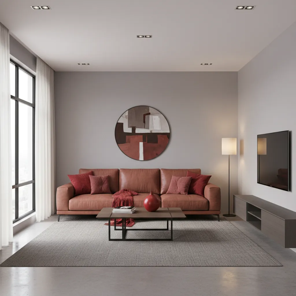 How to Balance Red Brown and Grey in a Living Room Without Overpowering the Space