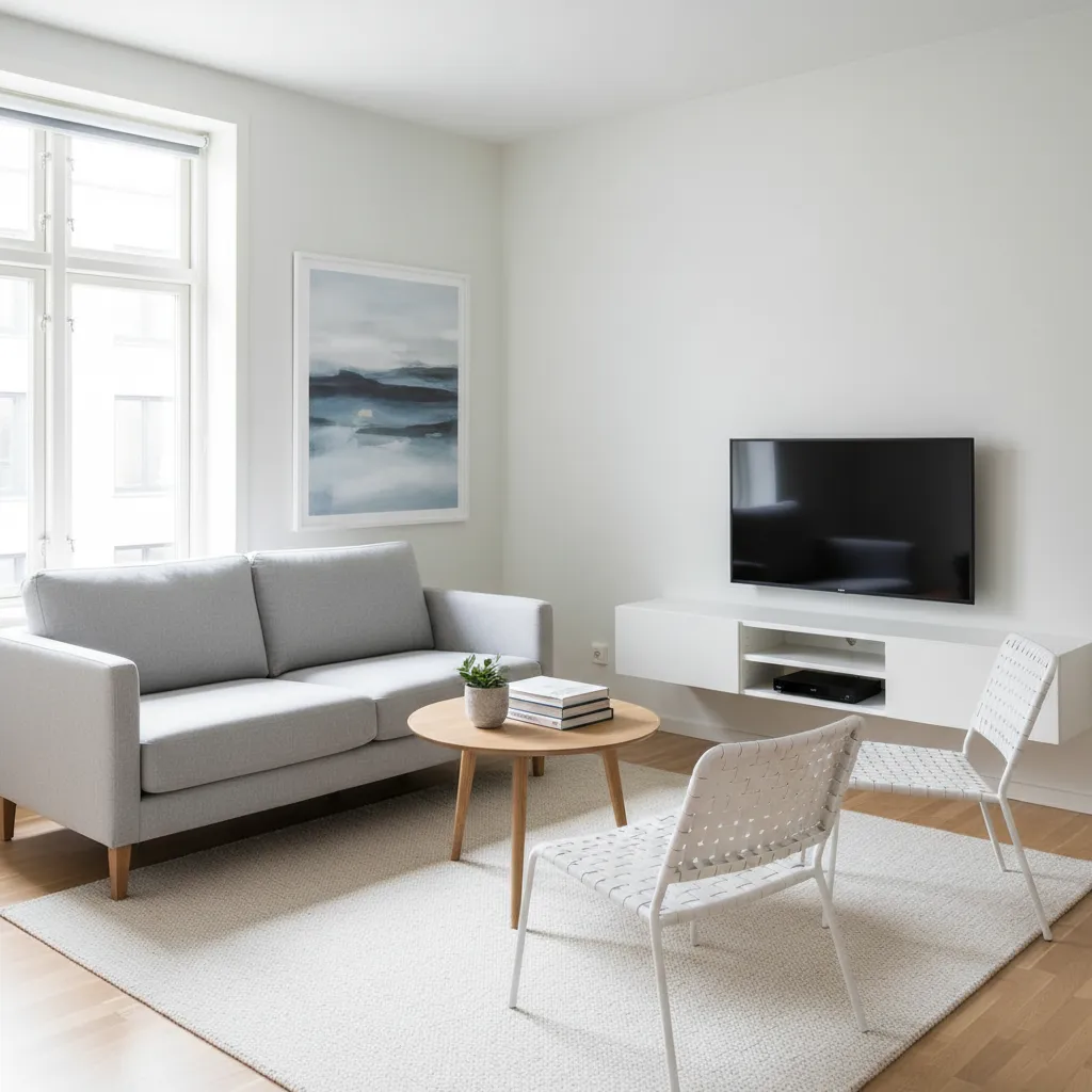 Salón pequeño con distribución optimizada de muebles