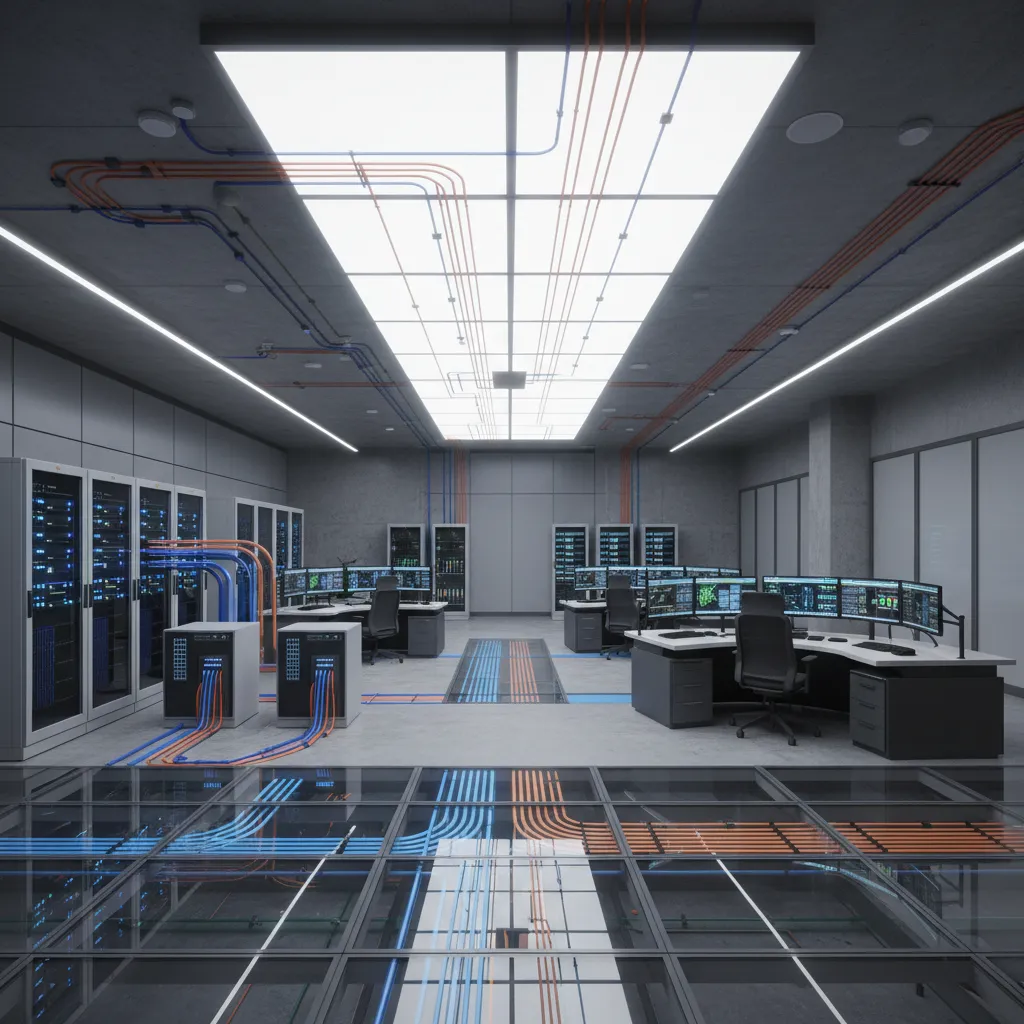 control room infrastructure diagram showing redundant power and communication pathways