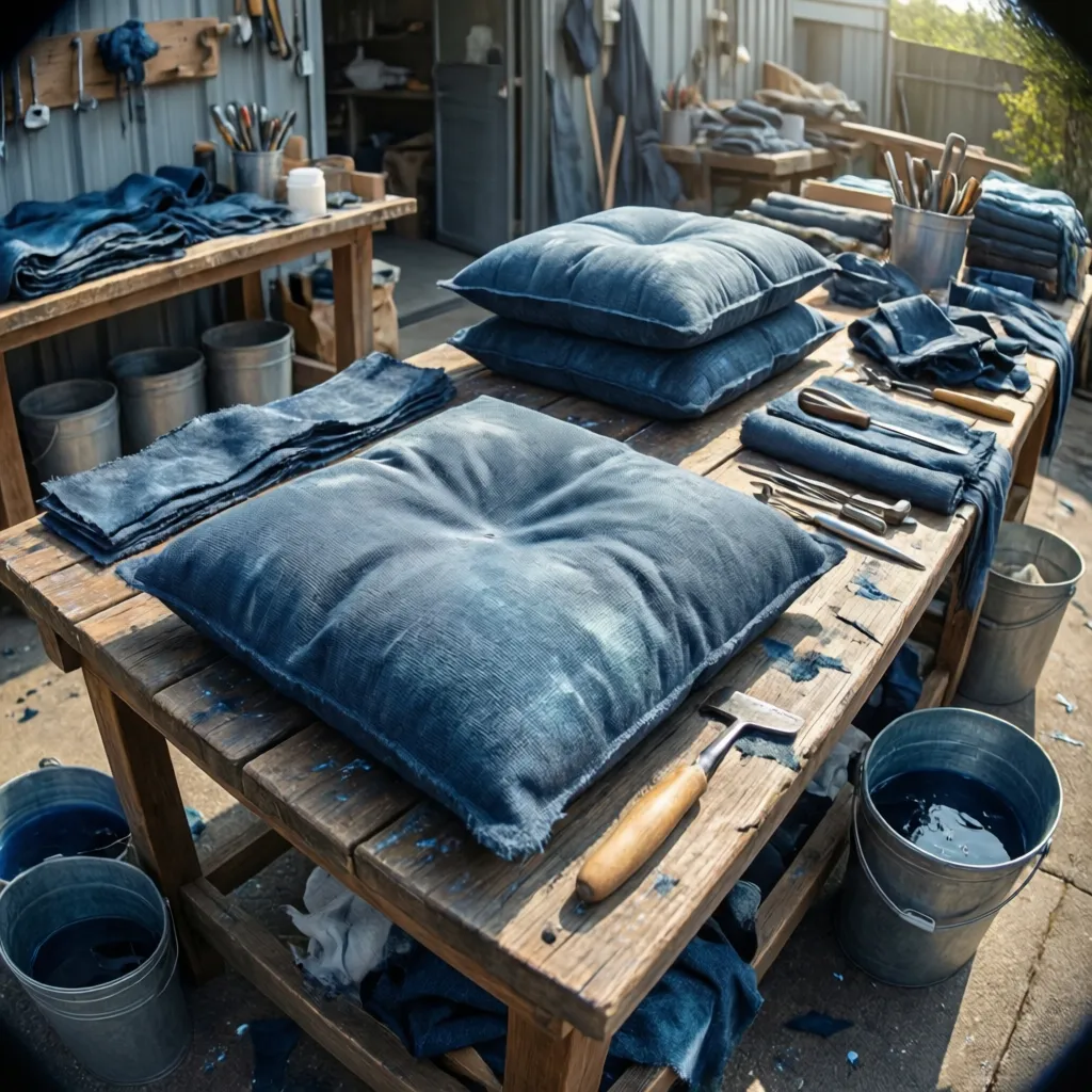 Outdoor cushion covers being prepared for fabric dye process