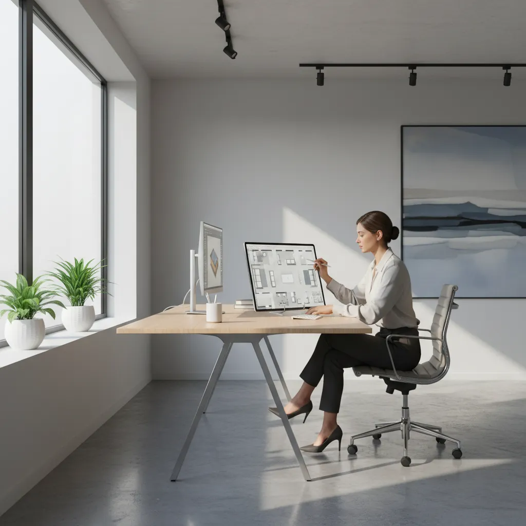 designer refining an auto generated floor plan on a tablet