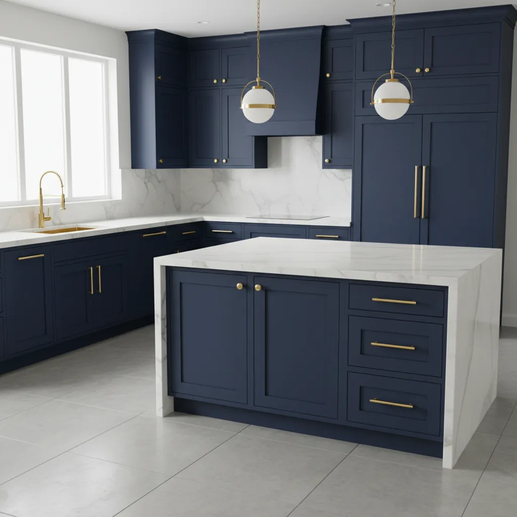 Modern kitchen with newly refinished cabinets and updated hardware