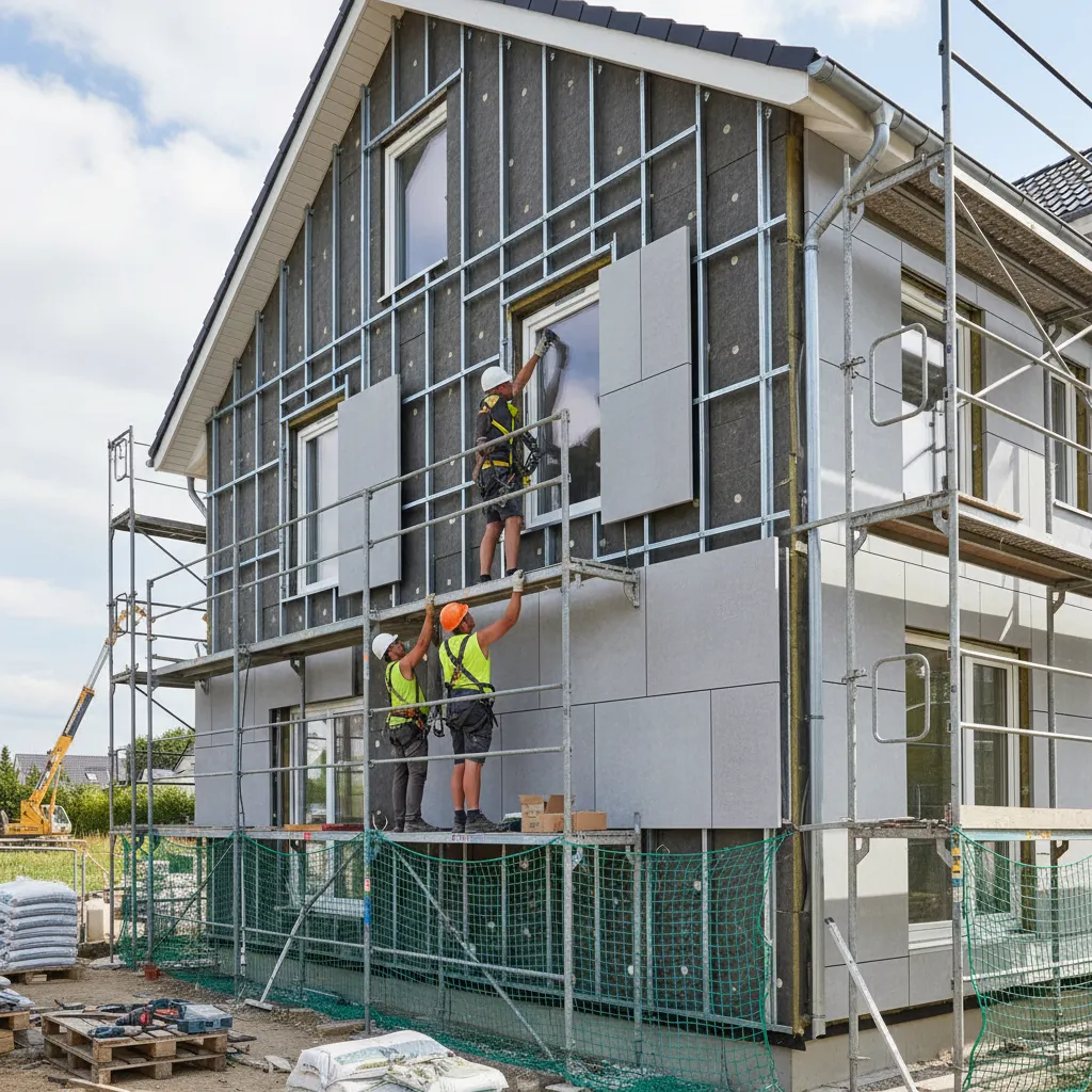 Proceso de instalación de fachada ventilada en vivienda existente