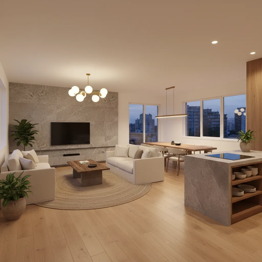 Apartamento moderno reformado con distribución funcional y diseño contemporáneo