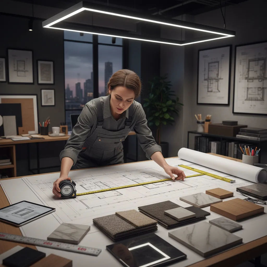 diseñador revisando planos de reforma de interior