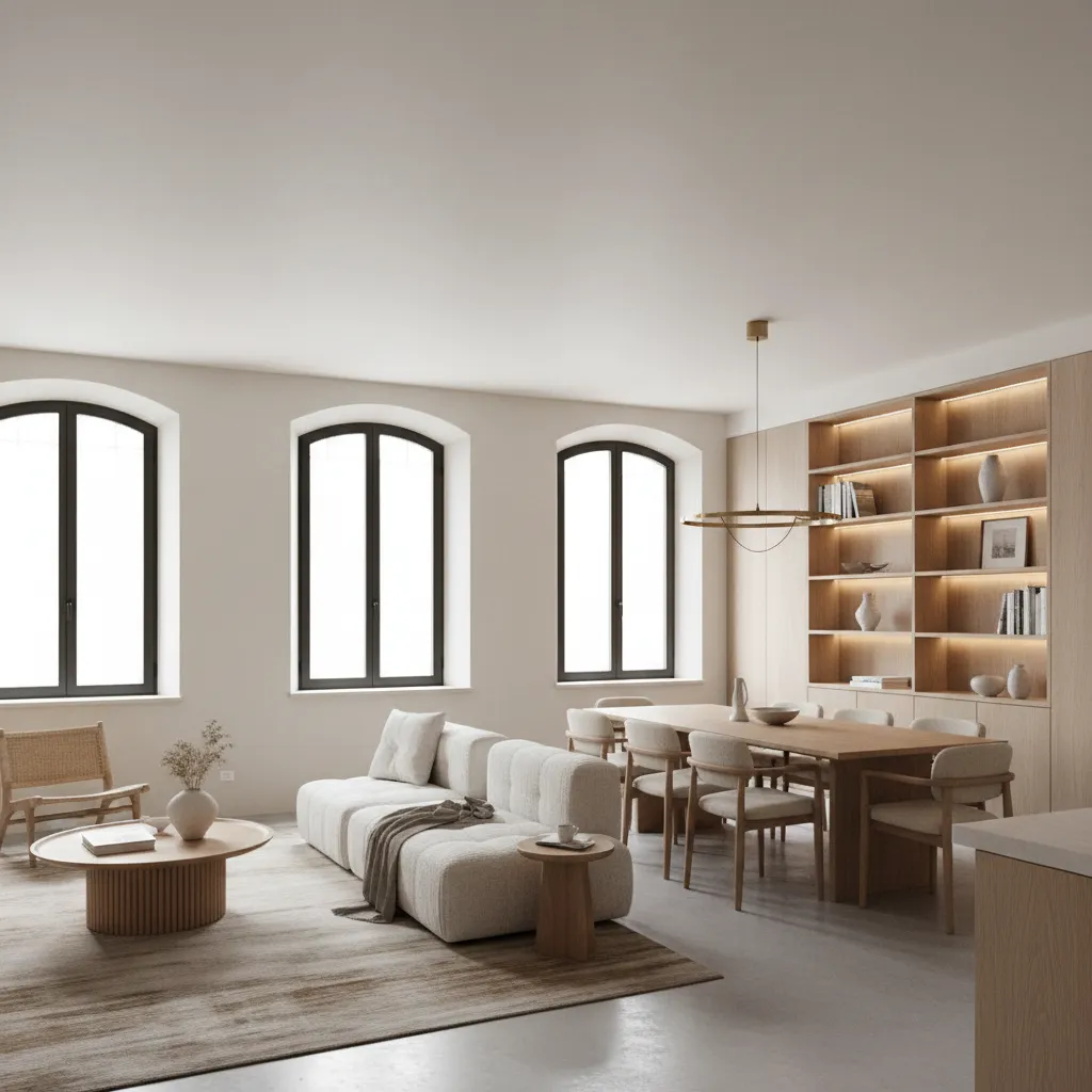 Salón moderno después de una reforma de interiorismo