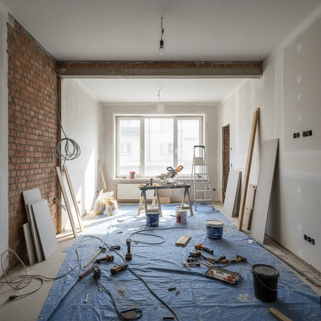 Espacio interior durante una reforma residencial