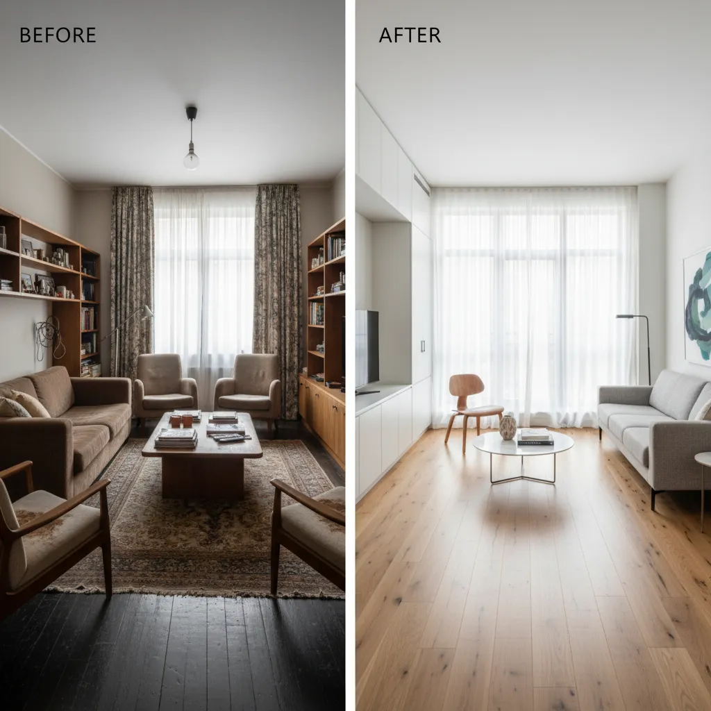 Reforma de vivienda antigua transformada en interior moderno