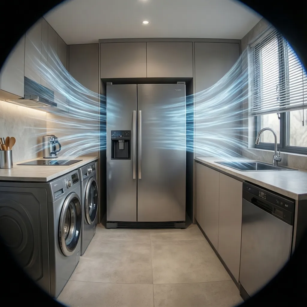Refrigerator ventilation clearance around sides and back