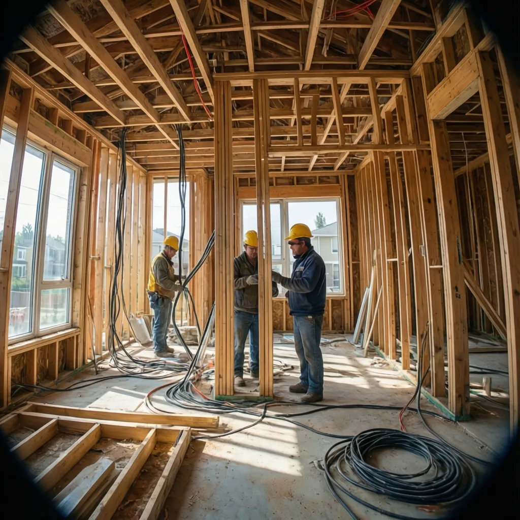 modern home renovation construction site showing structural work in progress