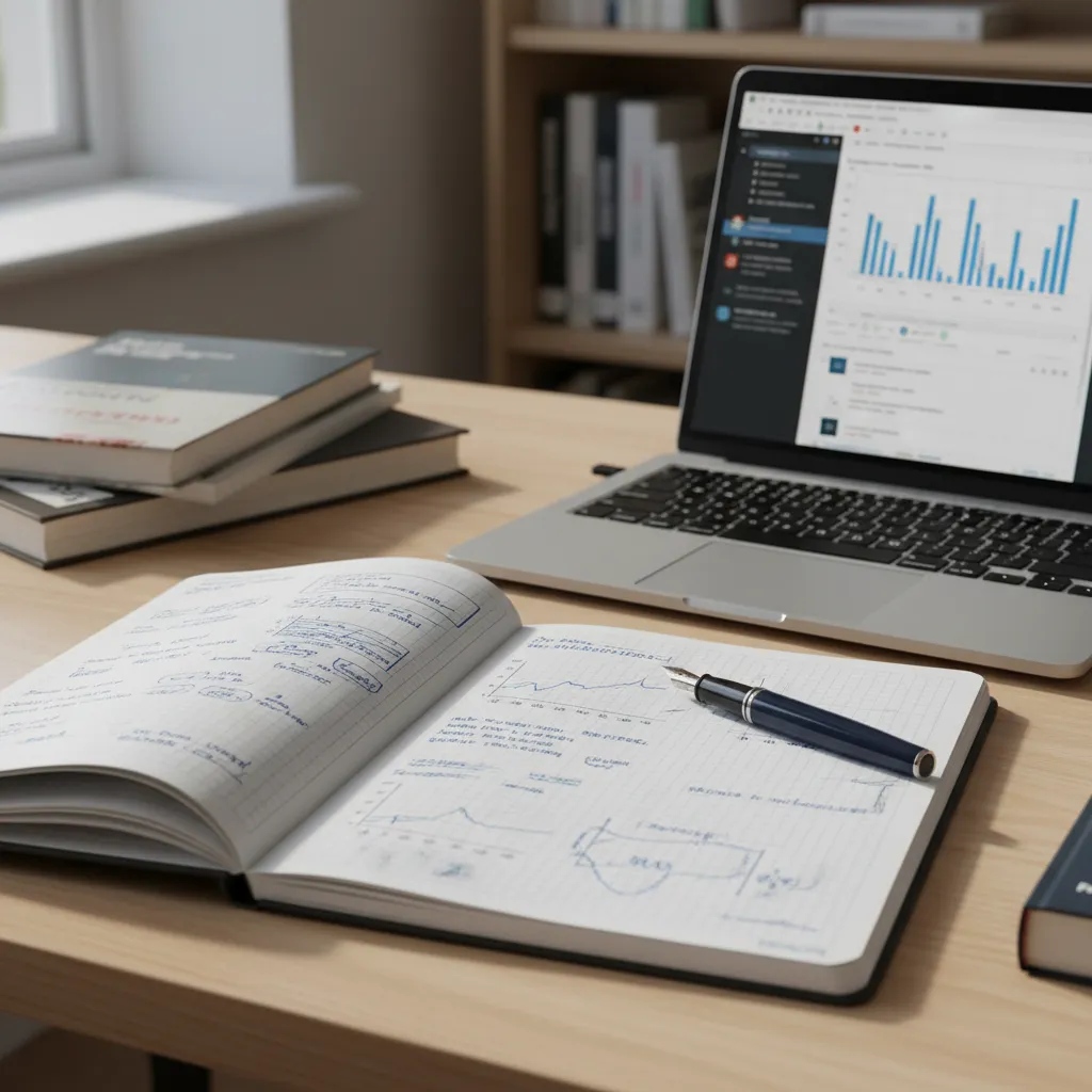 Cuaderno de registro con datos observacionales de investigación