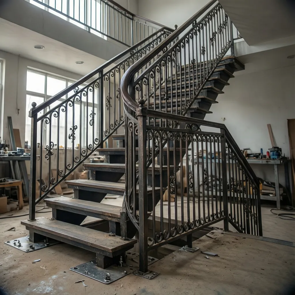reinforcing decorative iron stair banister mounting plate