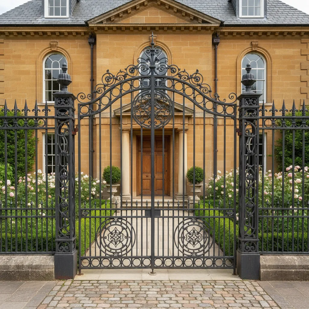 Reja tradicional de hierro en fachada residencial