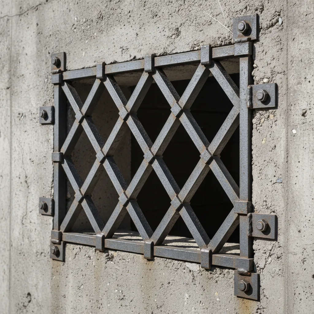 Detalle de rejas metálicas protectoras en ventana exterior