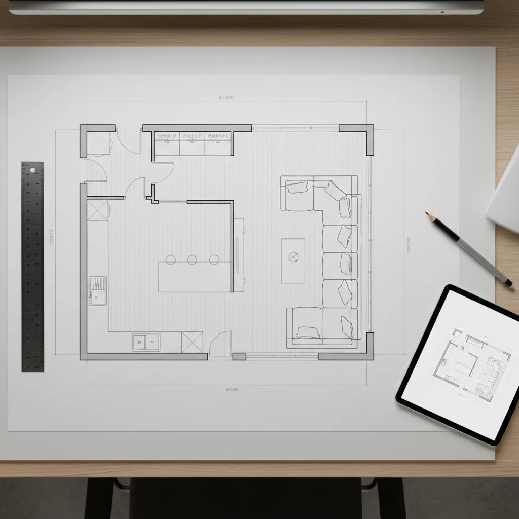 Architectural floor plan for a home renovation layout
