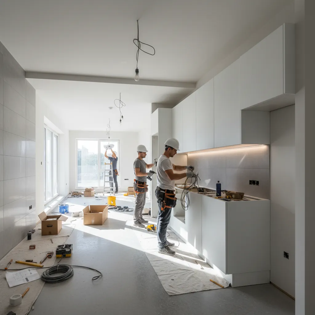 Proceso de remodelación interior en apartamento