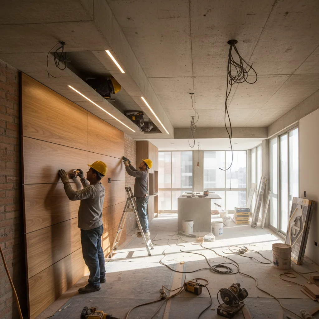 Proceso de remodelación interior de un apartamento urbano moderno