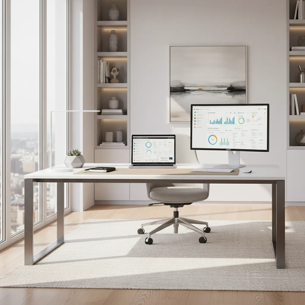 multiple remote work tasks like ecommerce management and digital marketing on laptop