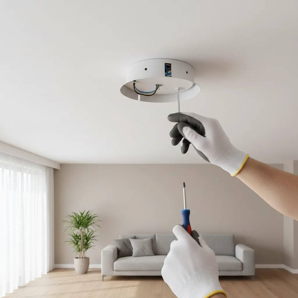 removing a ceiling light fixture before spray painting