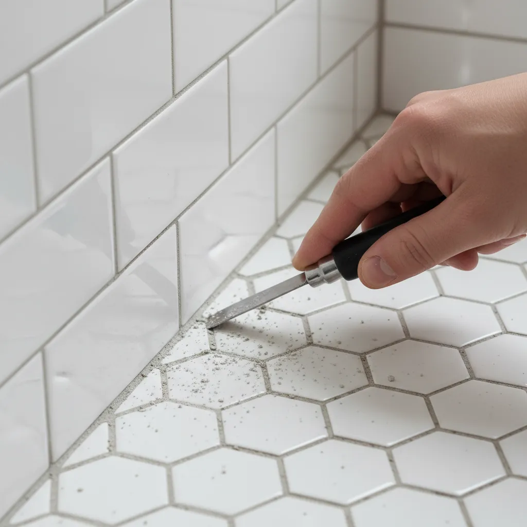 Removing deteriorated grout from vintage bathroom tile