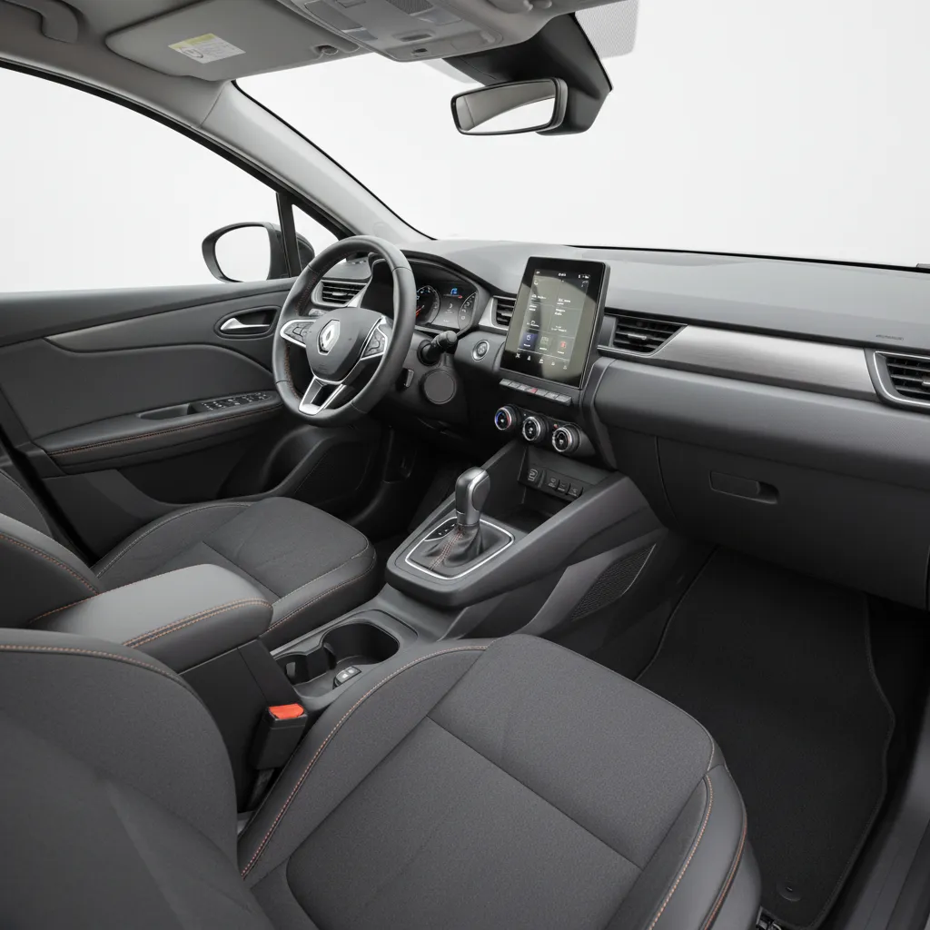 Vista general de la cabina del Renault Captur desde el asiento trasero