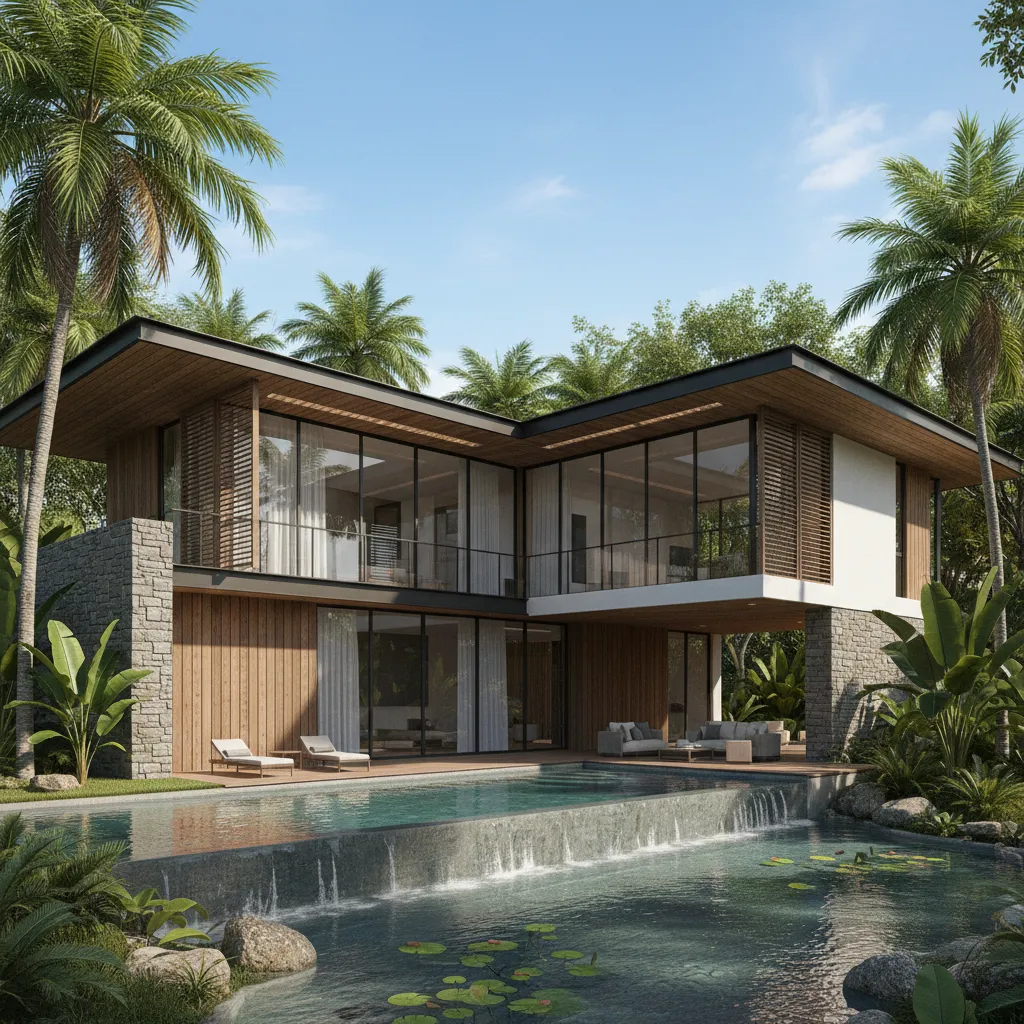 Render 3D de diseño de casa antes de construcción