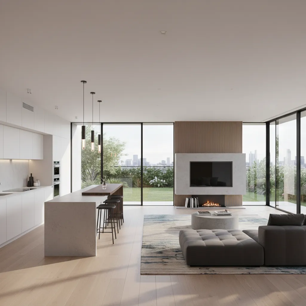 Render 3D realista de una vivienda moderna