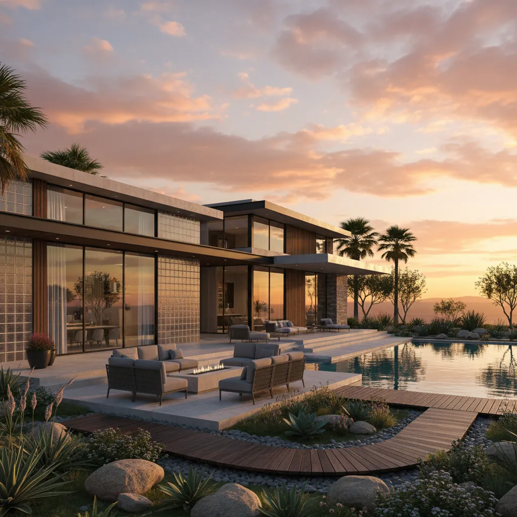 Render 3D realista de una casa moderna antes de la construcción