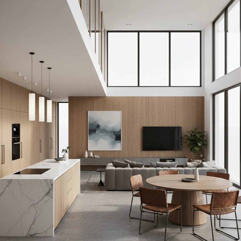 Render 3D realista de una casa moderna generado con software de diseño