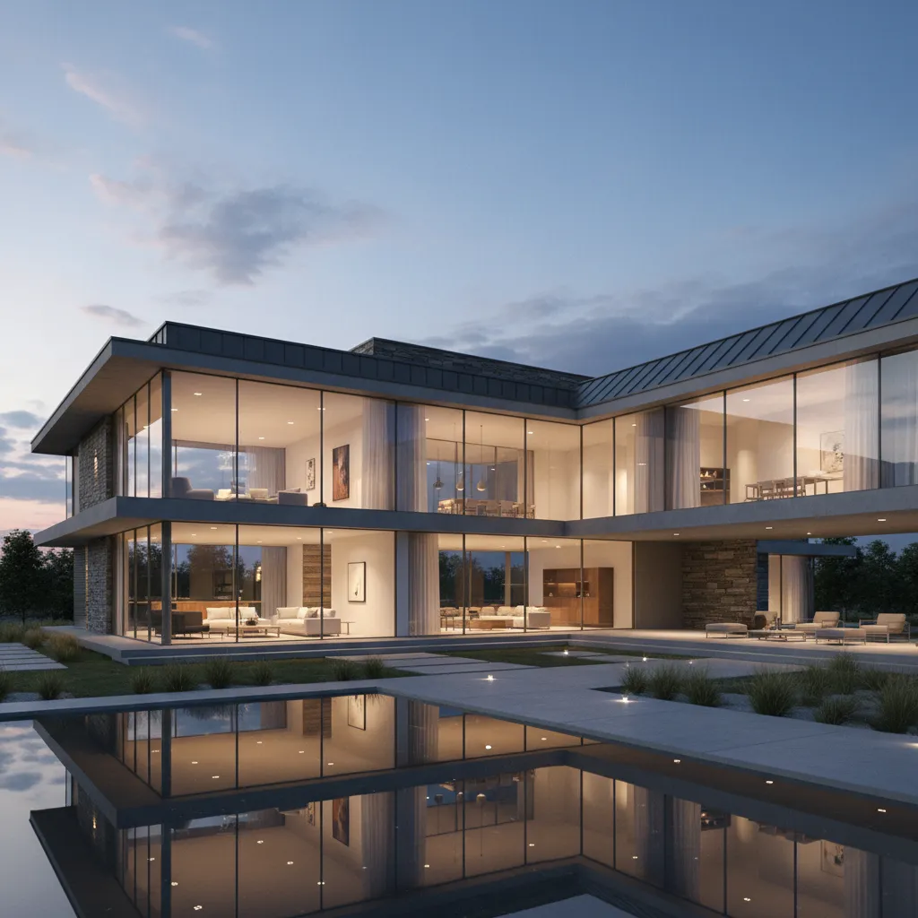 Render 3D realista de una casa moderna antes de su construcción