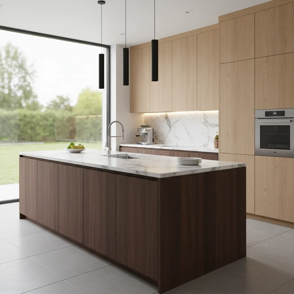 Render 3D realista de un diseño de cocina antes de su construcción