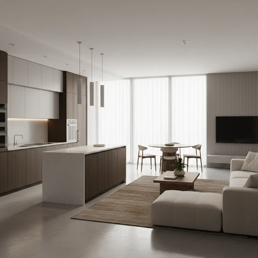 Render 3D de un proyecto de diseño interior antes de la construcción