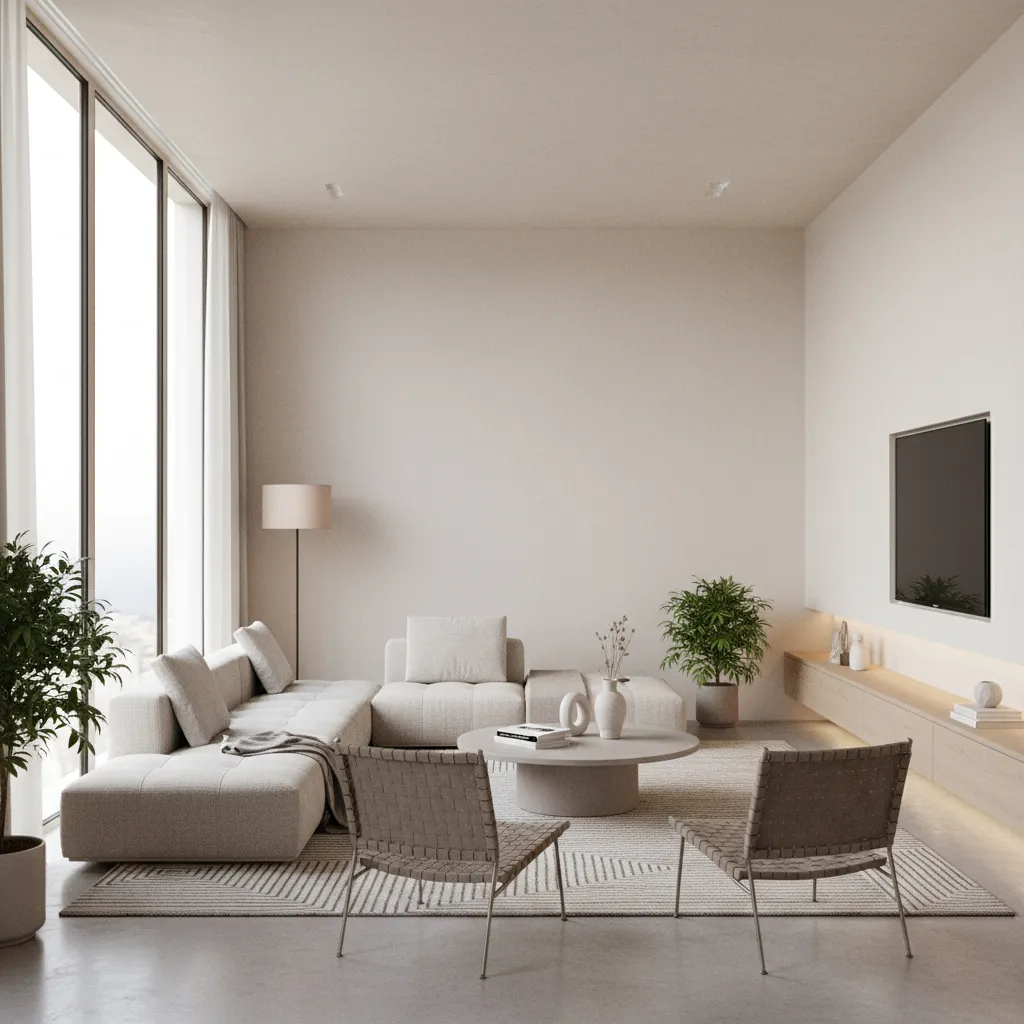 Render 3D realista de un salón moderno antes de la ejecución del proyecto