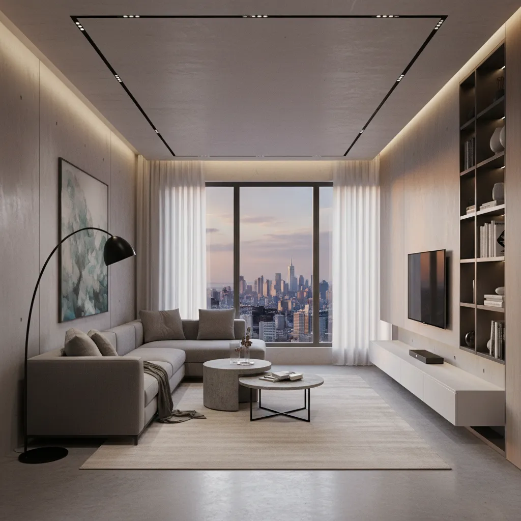 Render 3D de un salón diseñado antes de la reforma