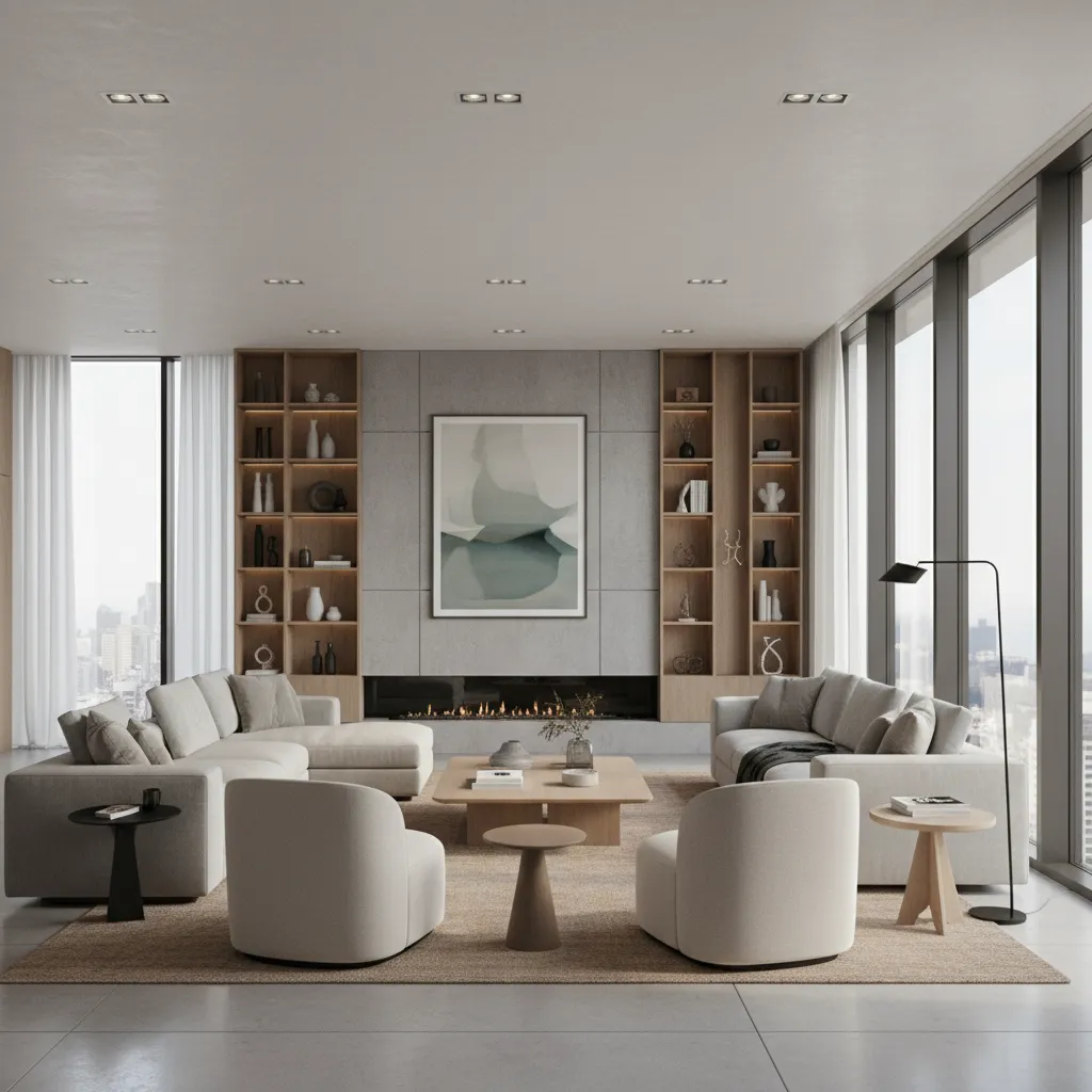 Render 3D de un diseño interior residencial