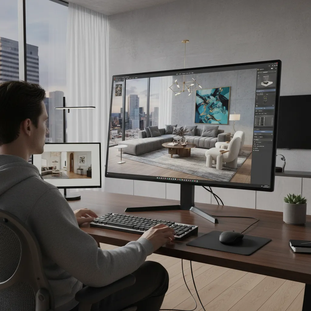 Visualización 3D de un proyecto de interiorismo
