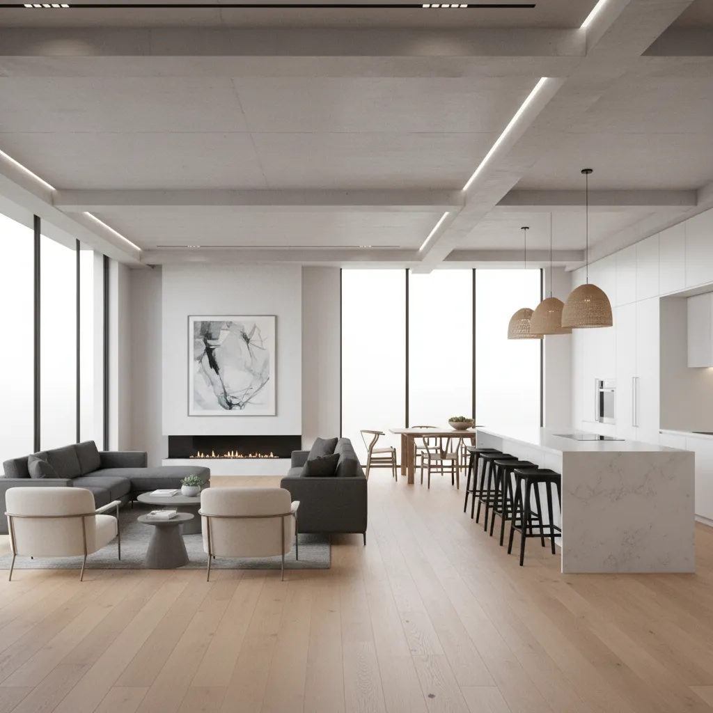 Render realista de interior de vivienda diseñado digitalmente