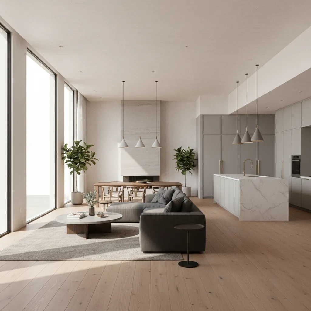 Render 3D realista de interior de casa diseñado digitalmente