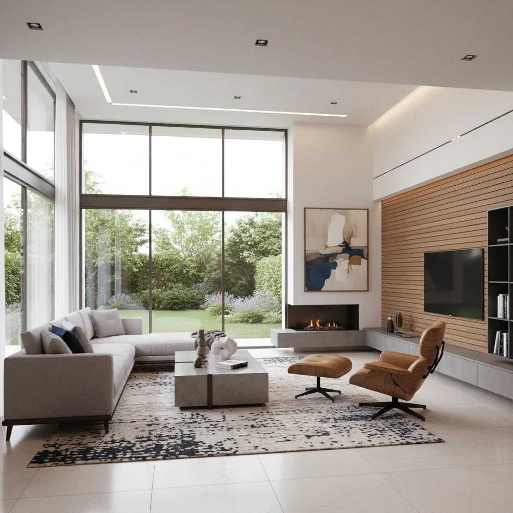 Renderizado 3D de un interior moderno antes de su construcción