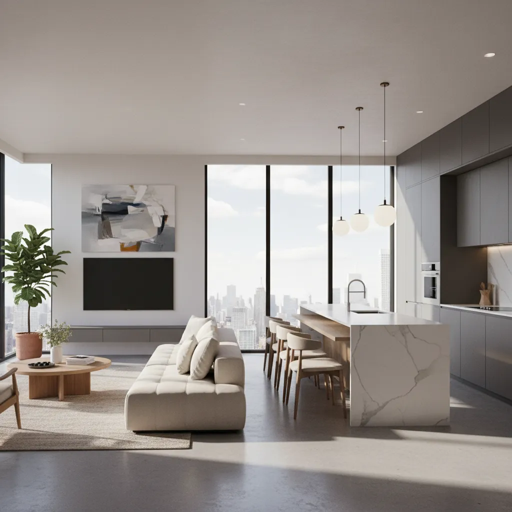 Render 3D realista de un proyecto de interior residencial