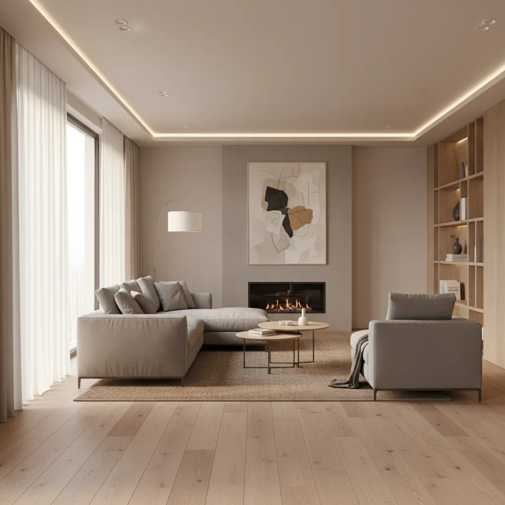 visualización 3D realista de un salón antes de realizar la reforma