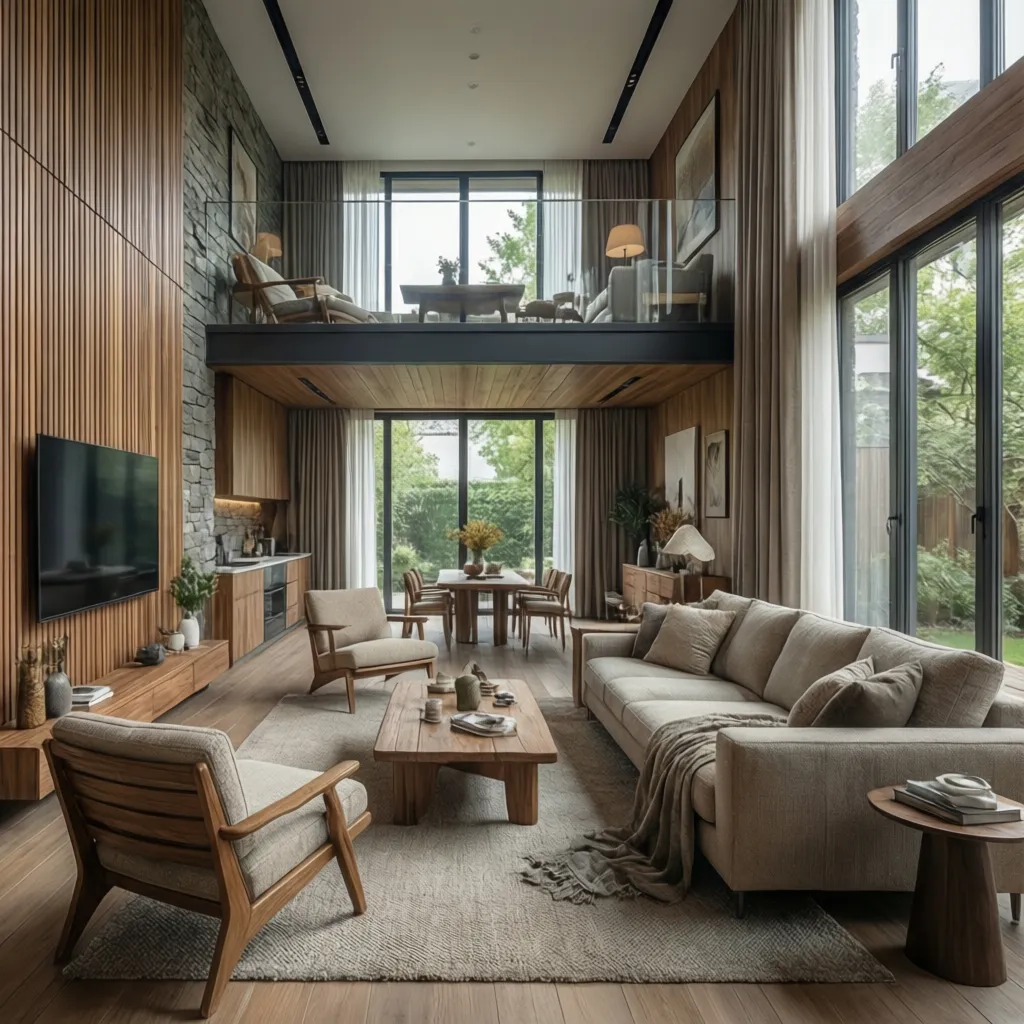 Render 3D realista de un proyecto de diseño de interiores