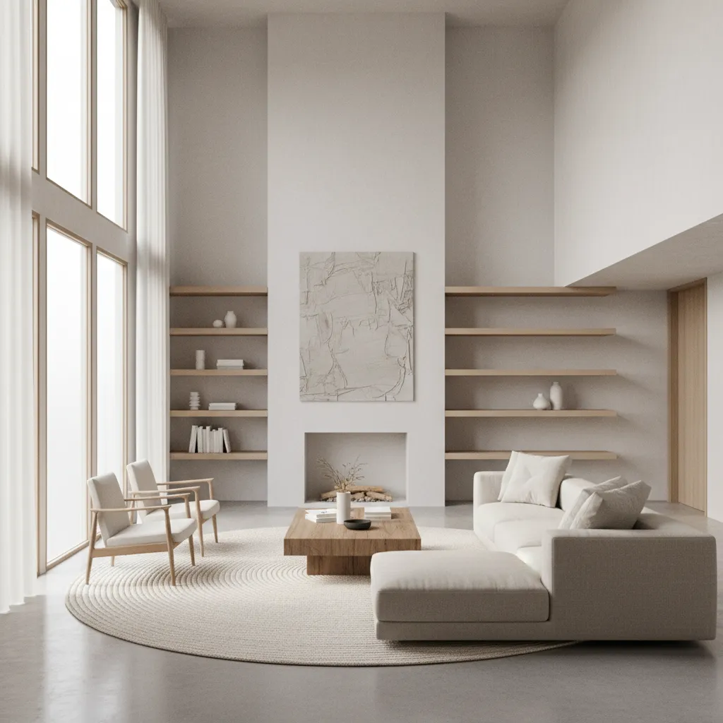 Render 3D realista de un salón moderno diseñado digitalmente
