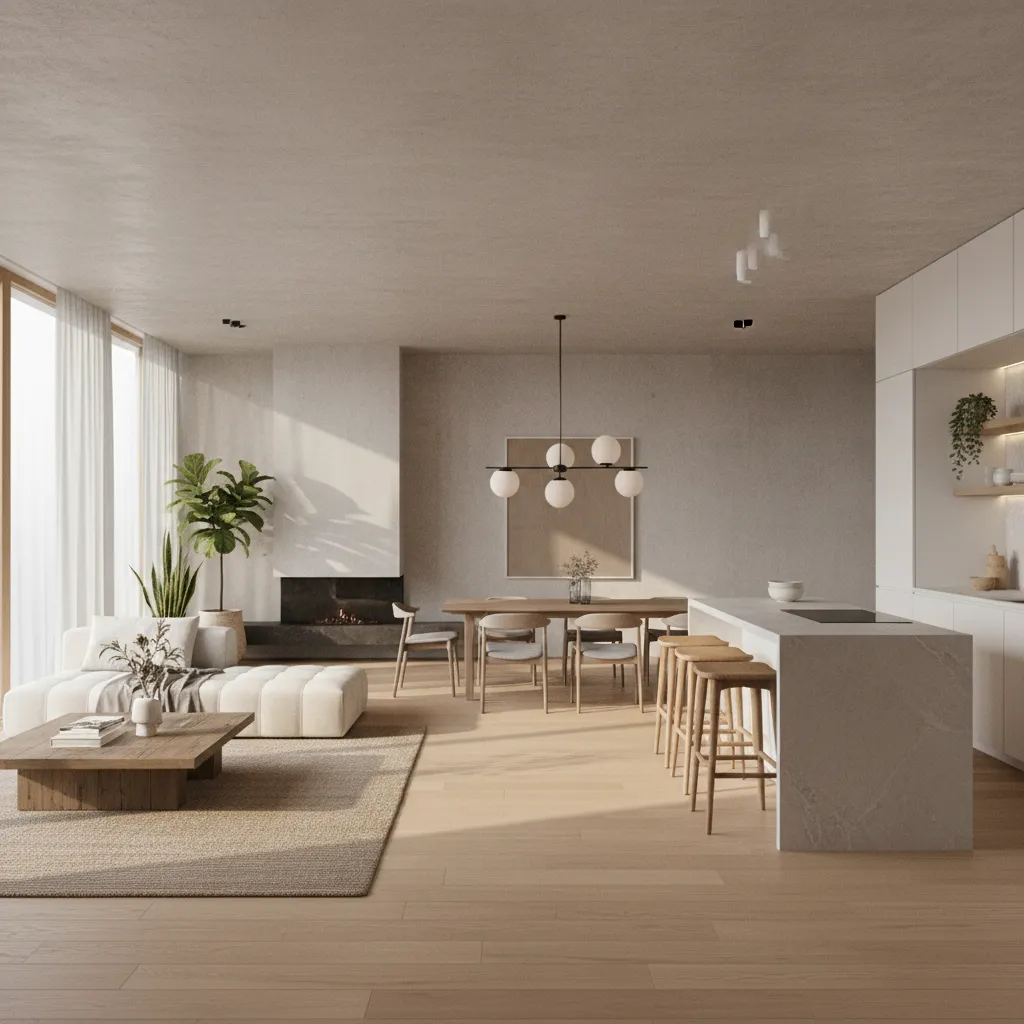 Render completo de apartamento moderno diseñado digitalmente
