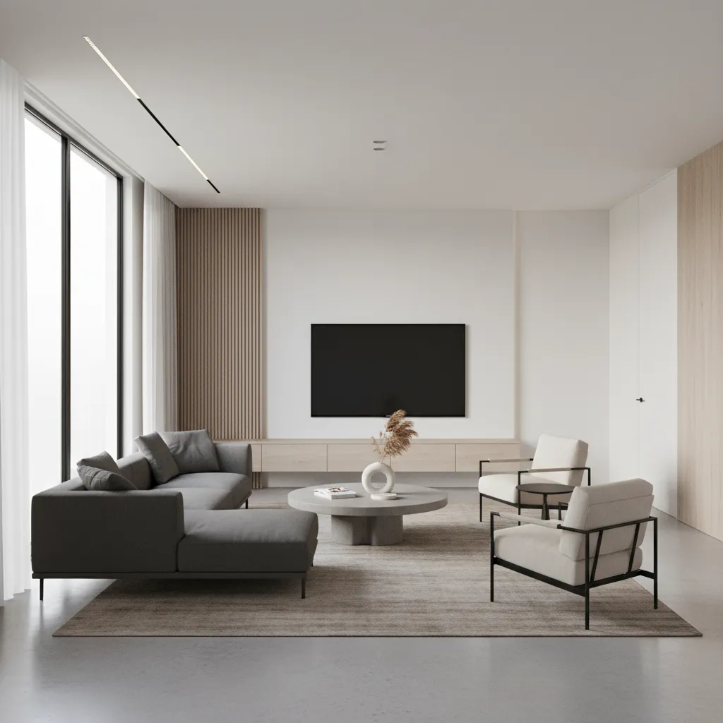 Render 3D de interior de casa generado con software de diseño