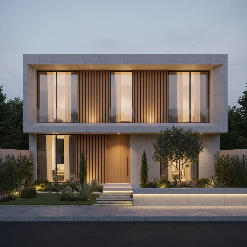 Render arquitectónico de una casa moderna en terreno 10x20