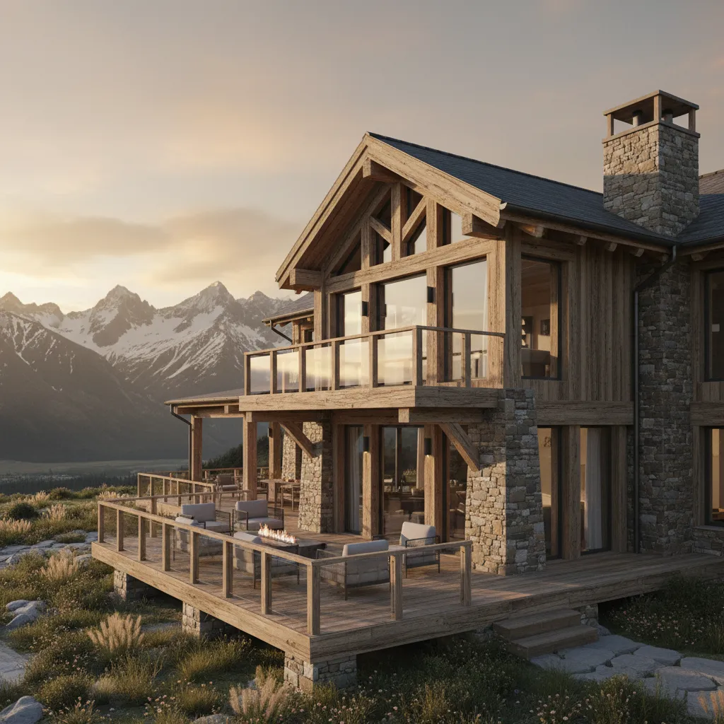 Render realista de una casa rural moderna